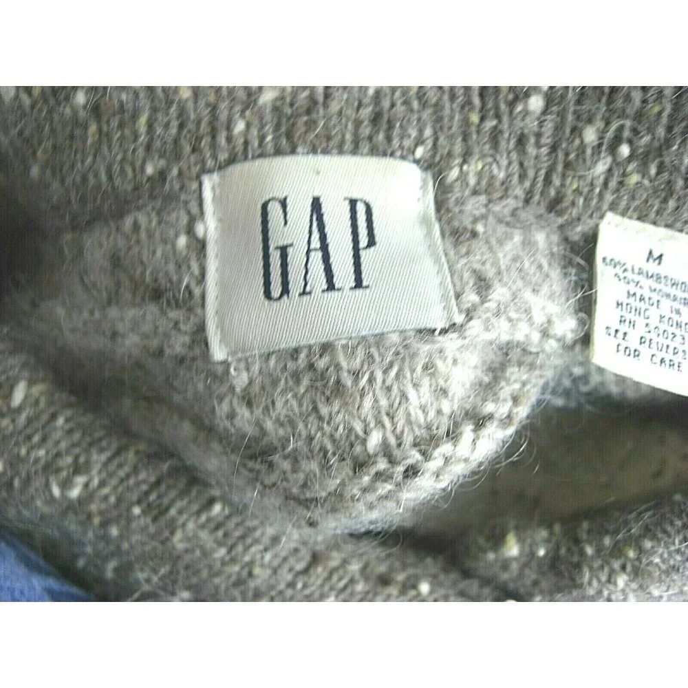 Vintage Y2K Gap Preppy Cardigan Sweater Medium Lambswool Mohair Multicolor - Picture 8 of 8